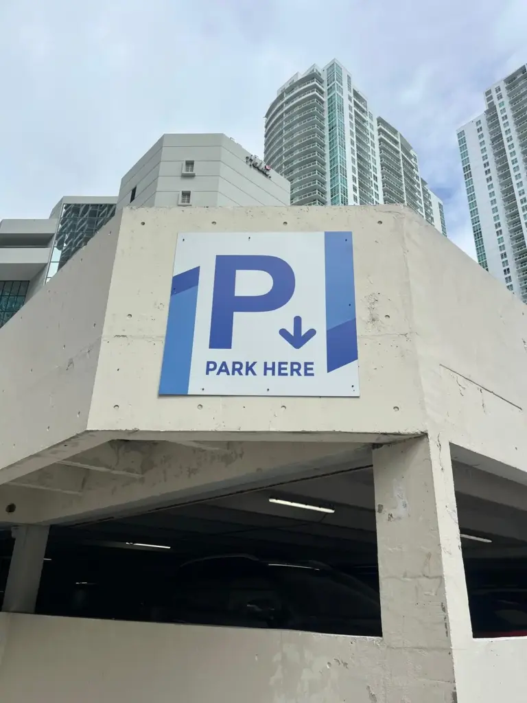 999 Brickell Parking Garage – Wayfinding Signs sign by World Signs USA, Brickell