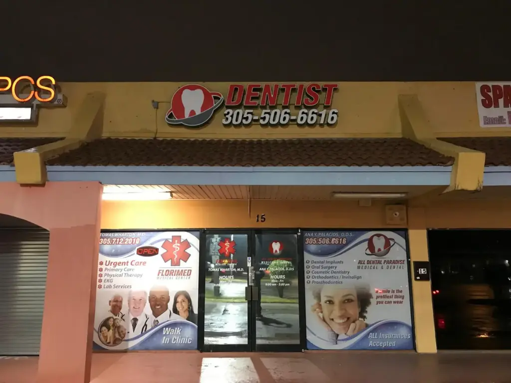 Florimed Dental Center – Channel letters + Window vinyl by World Signs USA, Miami
