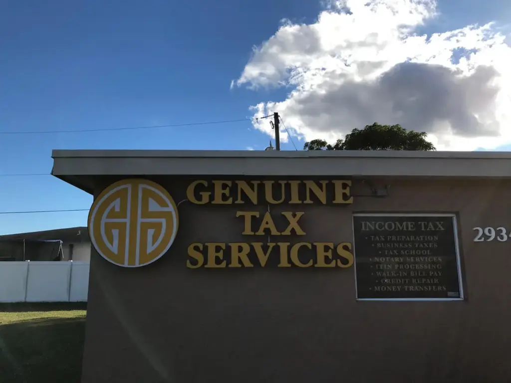Genuine Tax Services – Channel letters by World Signs USA, West Palm Beach