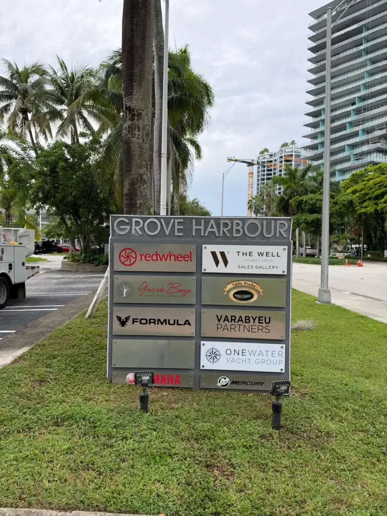 Grove Harbour – Monument Sign sign by World Signs USA, Coconut Grove