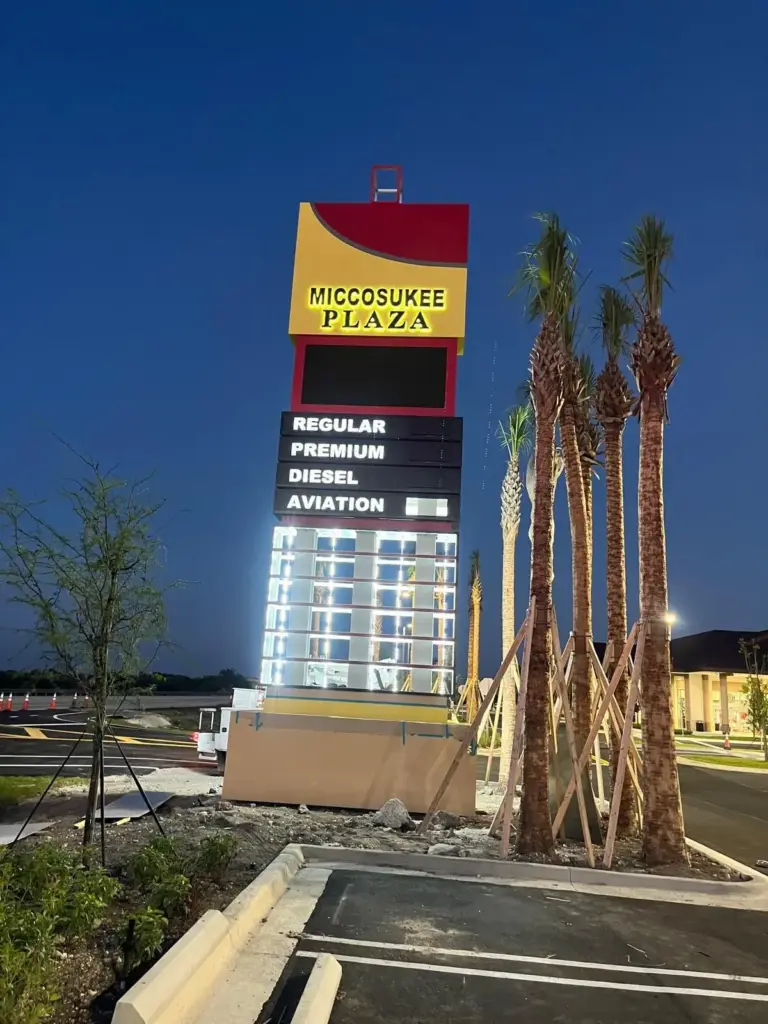Miccosukee Plaza – Pylon Sign - Ground Up sign by World Signs USA, Miami-Dade
