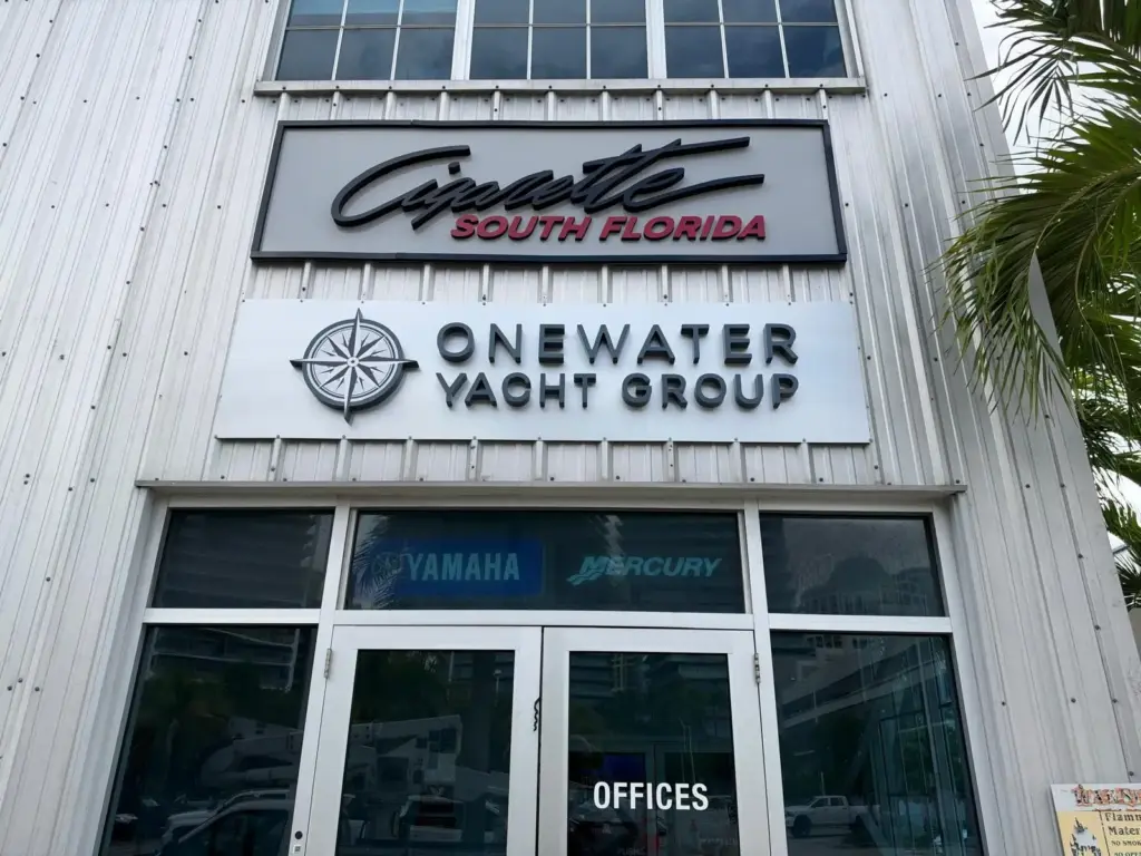 OneWater Yacht Group / Cigarette South Florida – Interior + Exterior Signs sign by World Signs USA, Miami