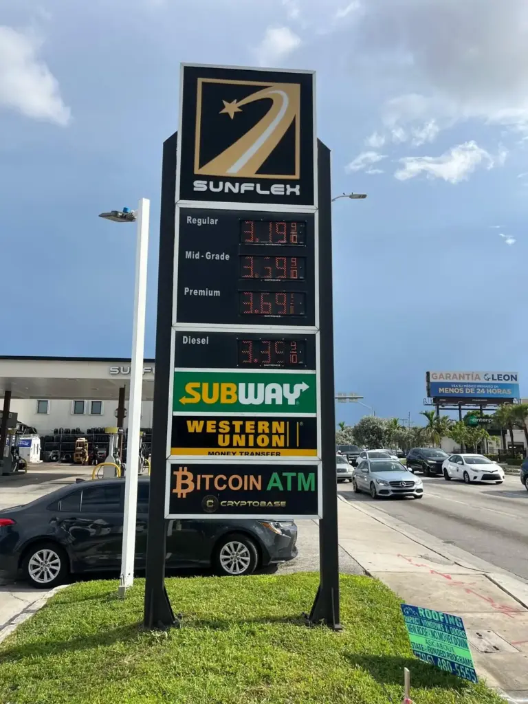 Sunflex Gas Station – Pylon Price Sign sign by World Signs USA, Miami