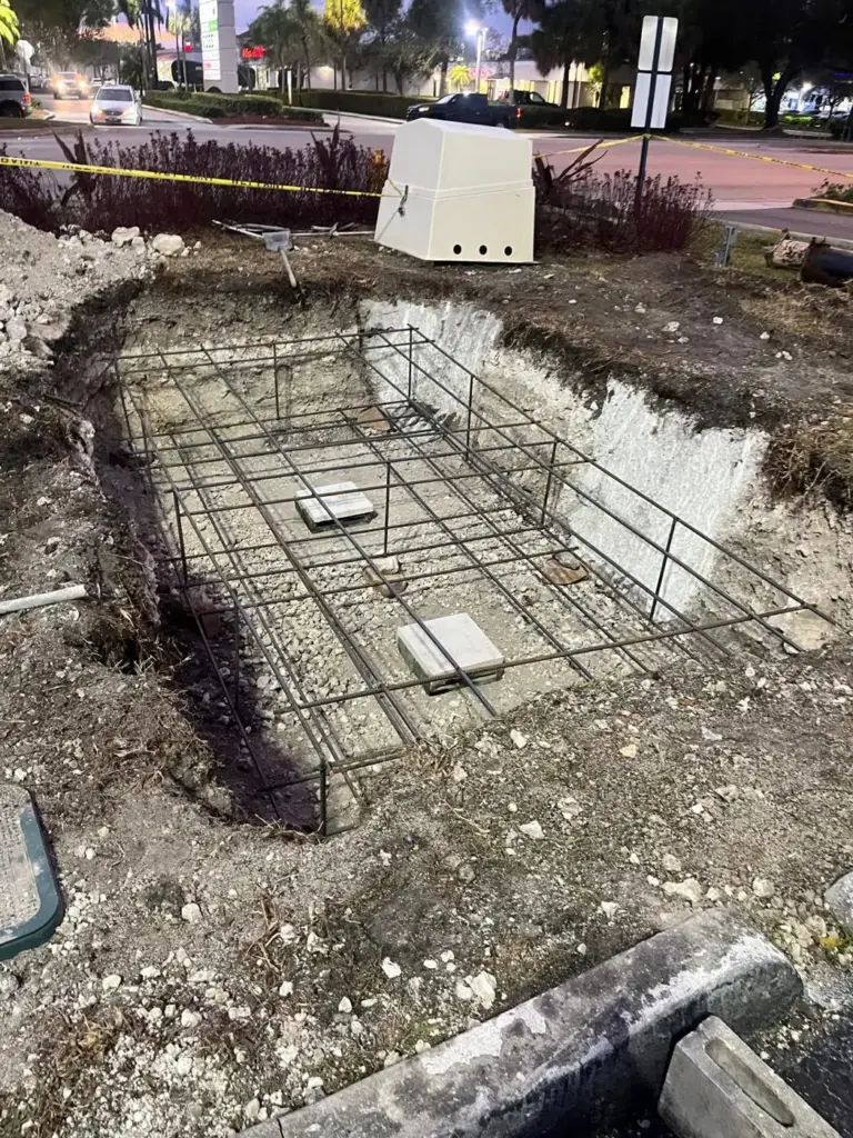 Footing with steel rebar cage